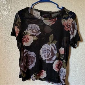 Black sheer floral top